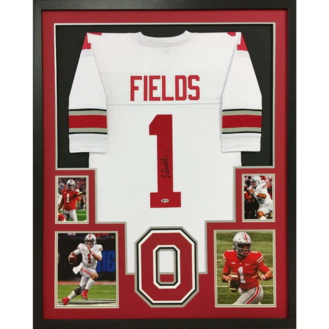 Justin Fields Autographed Signed Framed Ohio State Jersey BECKETT