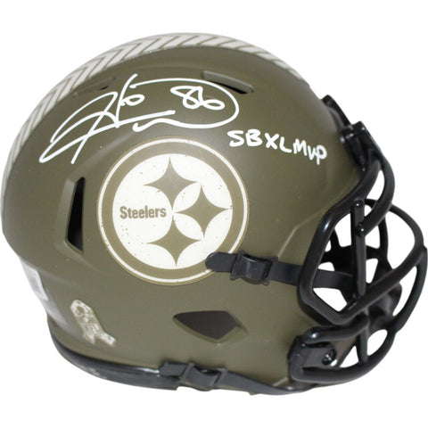 Hines Ward Auographed Pittsburgh Steelers 22 STS Mini Helmet SB MVP BAS 46779