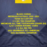 Autographed/Signed Blake Corum Michigan Blue Stat College Jersey Beckett COA