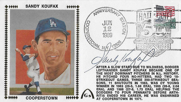 Sandy Koufax Signed Los Angeles Dodgers Hall Of Fame Cache JSA Authenticated