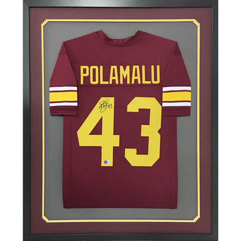 Troy Polamalu Autographed Signed Framed USC MG0 Jersey BECKETT