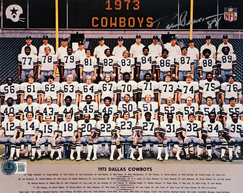 Drew Pearson Signed Dallas Cowboys 1973 Team Roster 8x10 Photo BAS 45498