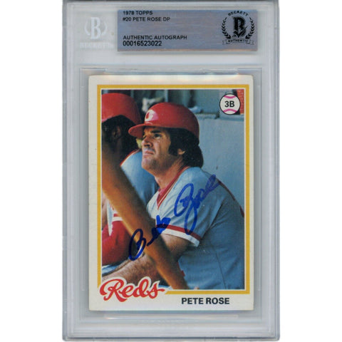 Pete Rose Autographed/Signed 1978 Topps 20 Trading Card Beckett 47134