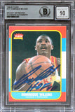 Hawks Dominique Wilkins "HOF" Signed 1986 Fleer #121 RC Card Auto 10! BAS Slab 1