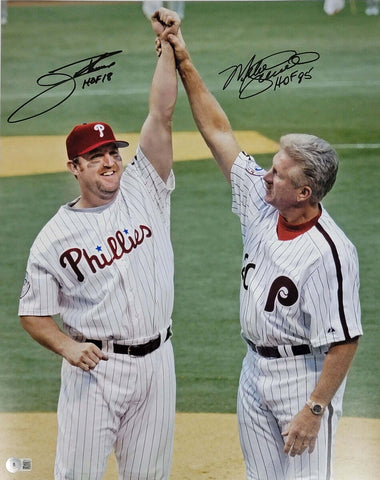 Jim Thome & Mike Schmidt Signed Phillies 16x20 Photo W/ HOF 18 / HOF 95 Beckett