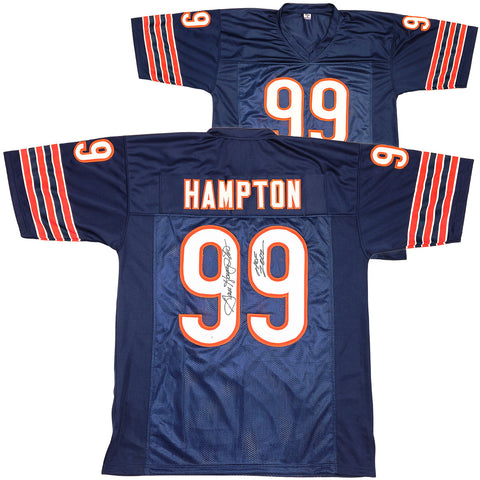 BEARS DAN HAMPTON AUTOGRAPHED BLUE JERSEY "HOF 2002" BECKETT WITNESS 231047