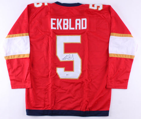 Aaron Ekblad Signed Panthers Jersey (Beckett COA) #1 Overall Pick 2014 NHL Draft