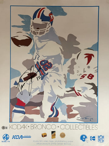 Vance Johnson Signed Denver Broncos 25x19 Kodak KOA Poster BAS 45004