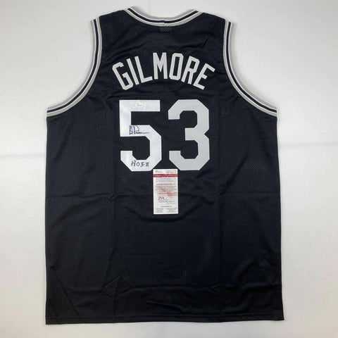 Autographed/Signed Artis Gilmore HOF 11 San Antonio Black Jersey JSA COA