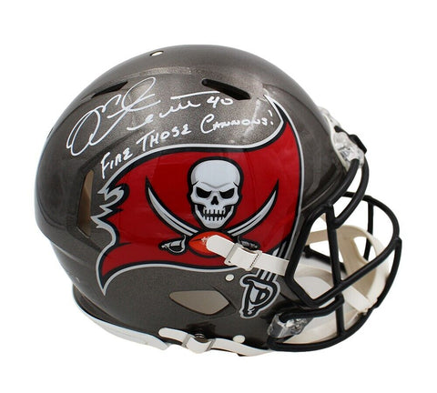 Mike Alstott Signed Tampa Bay Buccaneers Speed Authentic Helmet - Fire Those Can