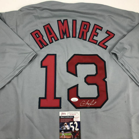 Autographed/Signed HANLEY RAMIREZ Boston Grey Baseball Jersey JSA COA Auto