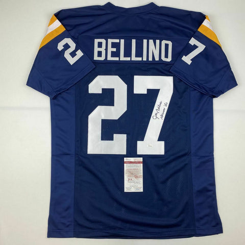 Autographed/Signed JOE BELLINO Heisman 60 Navy Blue College Jersey JSA COA Auto