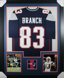 DEION BRANCH (Patriots blue TOWER) Signed Autographed Framed Jersey JSA