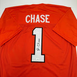 Autographed/Signed Ja'Marr Chase Cincinnati Orange Football Jersey JSA COA