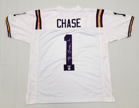 Ja'Marr Chase Autographed LSU Tigers White Pro Style Jersey Beckett Witnessed