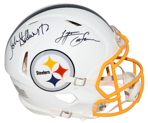 LYNN SWANN & JOHN STALLWORTH SIGNED PITTSBURGH STEELERS WHITE AUTHENTIC HELMET