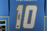 JUSTIN HERBERT (Chargers blue SKYLINE) Signed Autographed Framed Jersey Beckett