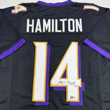 Autographed/Signed Kyle Hamilton Baltimore Black Football Jersey Beckett BAS COA