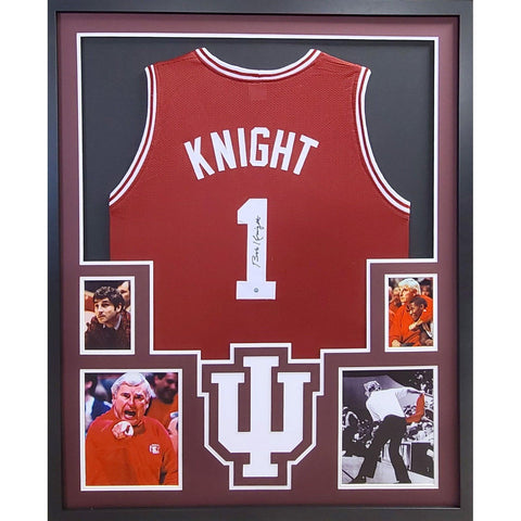 Coach Bobby Knight Autographed Signed Framed Indiana Hoosiers Jersey STEINER