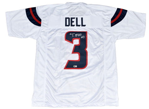 TANK DELL AUTOGRAPHED HOUSTON TEXANS 2024 NEW #3 WHITE JERSEY BECKETT