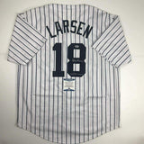 Autographed/Signed Don Larsen WS PG 10-8-56 New York Pinstripe Jersey BAS COA