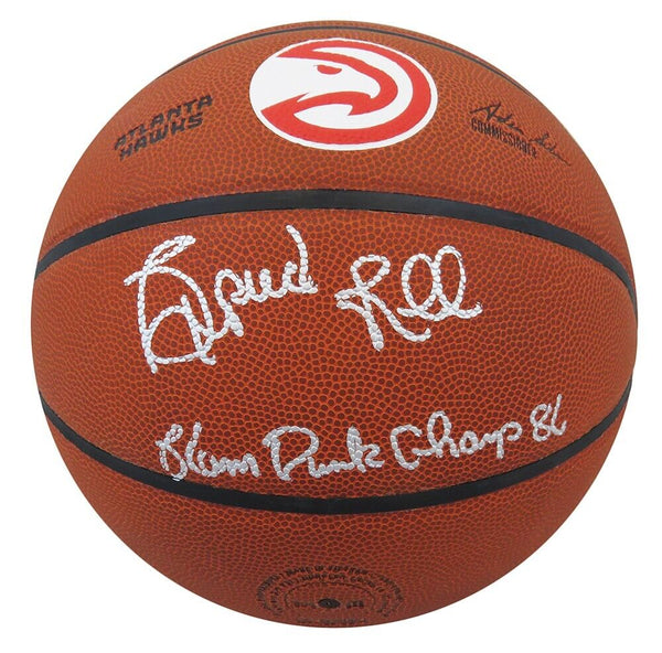 Spud Webb Signed Wilson Hawks Logo NBA Basketball w/Slam Dunk Champ '86 (SS COA)