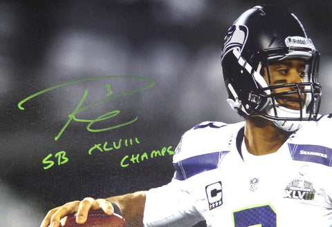 RUSSELL WILSON AUTOGRAPHED SIGNED 24X30 CANVAS SEAHAWKS SB CHAMPS /48 RW 104117