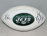 VINNY TESTAVERDE & WAYNE CHREBET AUTOGRAPHED SIGNED NEW YORK JETS LOGO FOOTBALL