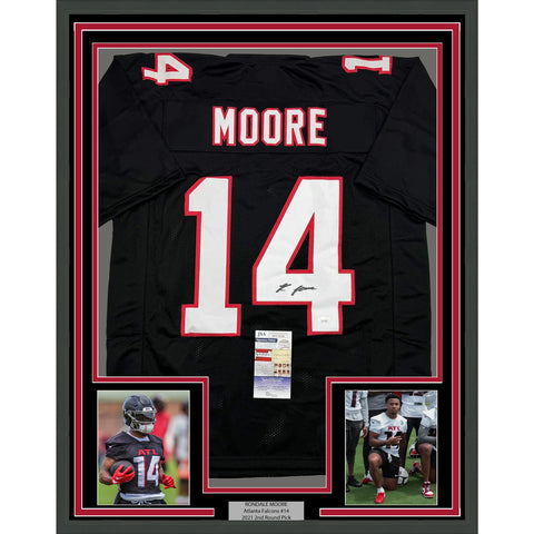 Framed Autographed/Signed Rondale Moore 35x39 Atlanta Black Jersey JSA COA