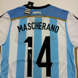 Autographed/Signed Javier Mascherano Argentina Blue Soccer Futbol Jersey BAS COA