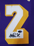 FRAMED L.A. LAKERS MAGIC JOHNSON AUTOGRAPHED SIGNED JERSEY LEAF COA