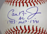 Cal Ripken Jr AL MVP Autographed Rawlings OML Baseball- JSA W Authenticated