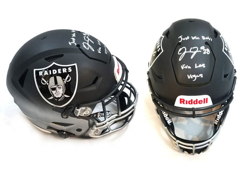 Josh Jacobs Signed Raiders Custom Blaze Speed Flex Helmet W/Dual Insc Beckett