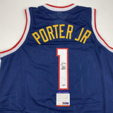 Autographed/Signed Michael Porter Jr. Denver Dark Blue Basketball Jersey PSA/DNA