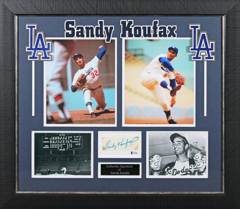 Dodgers Sandy Koufax Authentic Signed & Framed 1.5x4 Cut Signature BAS #A70582