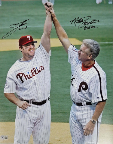 Jim Thome & Mike Schmidt Signed Phillies 16x20 Photo W/ 612 HR / 548 HR Beckett