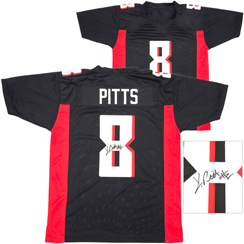 ATLANTA FALCONS KYLE PITTS AUTOGRAPHED BLACK JERSEY BECKETT BAS WITNESS 230054