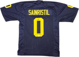 MICHIGAN MIKE SAINRISTIL AUTOGRAPHED BLUE JERSEY 23 NATL CHAMPS BECKETT 234648