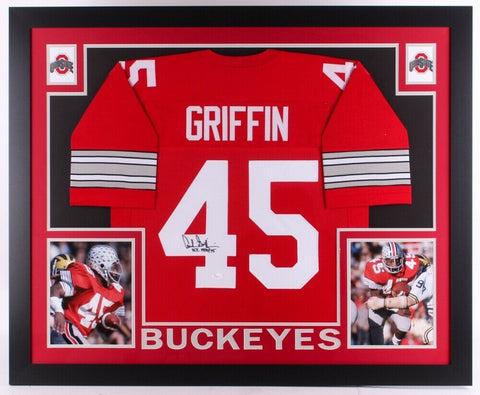 Archie Griffin Signed Ohio State Buckeyes 35x43 Custom Framed Jersey (JSA COA)