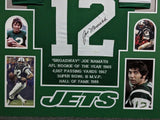 FRAMED NEW YORK JETS JOE NAMATH AUTOGRAPHED SIGNED STAT JERSEY JSA COA