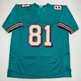 Autographed/Signed O.J. OJ McDuffie Miami Teal Football Jersey JSA COA