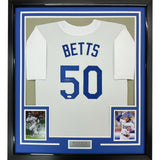 Framed Autographed/Signed Mookie Betts 33x42 Los Angeles LA White Jersey JSA COA