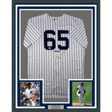 Framed Autographed/Signed Nestor Cortes 33x42 NY Pinstripe Jersey PSA/DNA COA