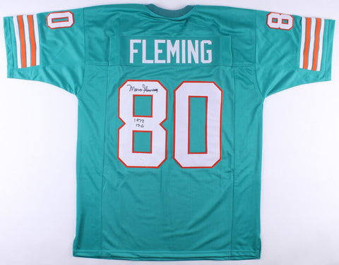 Marv Fleming Signed Miami Dolphins Teal Jersey Inscribed 1972 17-0 (JSA COA)