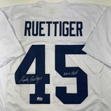 Autographed/Signed Rudy Ruettiger Notre Dame White College Jersey JSA COA