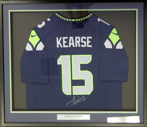 SEAHAWKS JERMAINE KEARSE AUTOGRAPHED FRAMED BLUE NIKE JERSEY MCS HOLO 107764