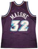 JAZZ KARL MALONE AUTOGRAPHED PURPLE & TEAL M&N JERSEY XL BECKETT 211883