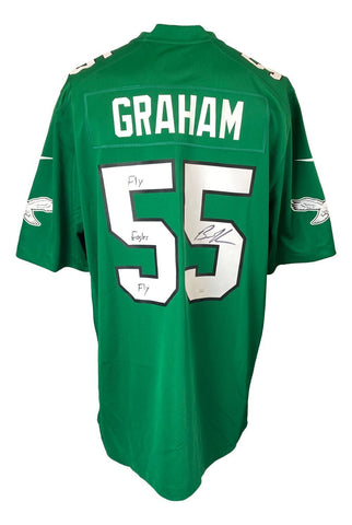 Brandon Graham Signed Eagles Kelly Green Nike Game Jersey Fly Insc JSA