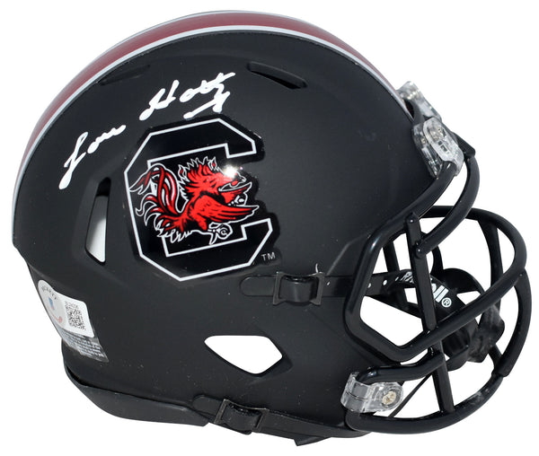 LOU HOLTZ SIGNED SOUTH CAROLINA GAMECOCKS BLACK SPEED MINI HELMET BECKETT