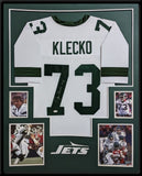 FRAMED NEW YORK JETS JOE KLECKO AUTOGRAPHED SIGNED JERSEY JSA COA